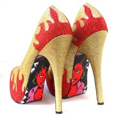 Devil Girl Gold Stilettos - comprar online