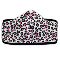 Barbijo Animal Print Rosa Blanco - Agarre Vincha- con bolsillo -  Lavables