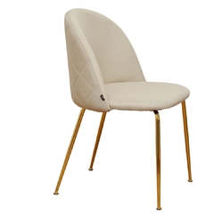 Silla Sybil Beige Lino Base Dorada - DC1752C/BE