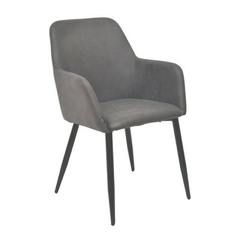 Silla Sophie Gris Oscuro Pana Base Negra RT-625N/GO