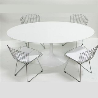 Combo Mesa Tulip Oval 150 Cm + 4 Silla Bertoia Cromada - comprar online