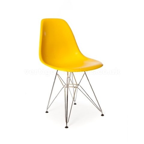 Silla Eames Dsr Base Cromada Abs Amarillo- Alto Impacto-