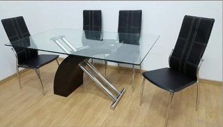 Mesa Vidrio Madera Diseño Moderna 160 * 90 4 - Alto Impacto - comprar online