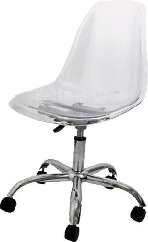 Silla Eames Giratoria Transparente Ruedas - Alto Impacto