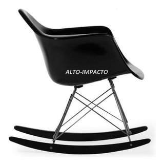 Silla Sillon Mecedora Rocking Chair Charles Eames All Black - tienda online