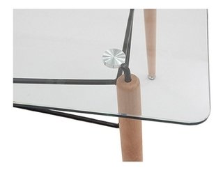 Combo Mesa Eames Vidrio 120 + 4 Sillas Eames Transparente