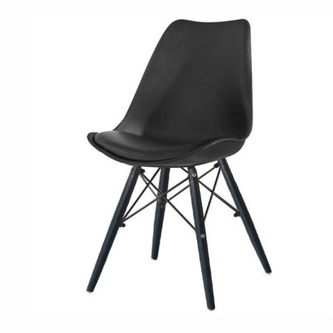 Set 4 Silla Tulip Eames Almohadon Base Negra- Alto Impacto