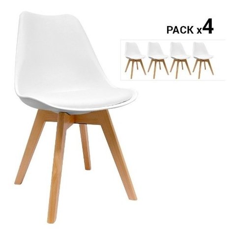 Set 4 Silla Tulip Eames Madera Tapizada