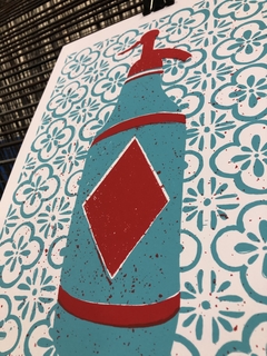 Sifon de soda celeste turquesa y rojo - serialimprenta