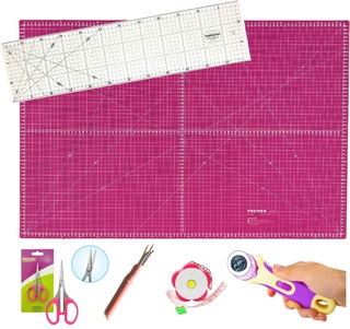 KIT ROSA - Base de Corte 90x60cm + Régua + Cortador + Tesoura + Abridor de casa + Trena