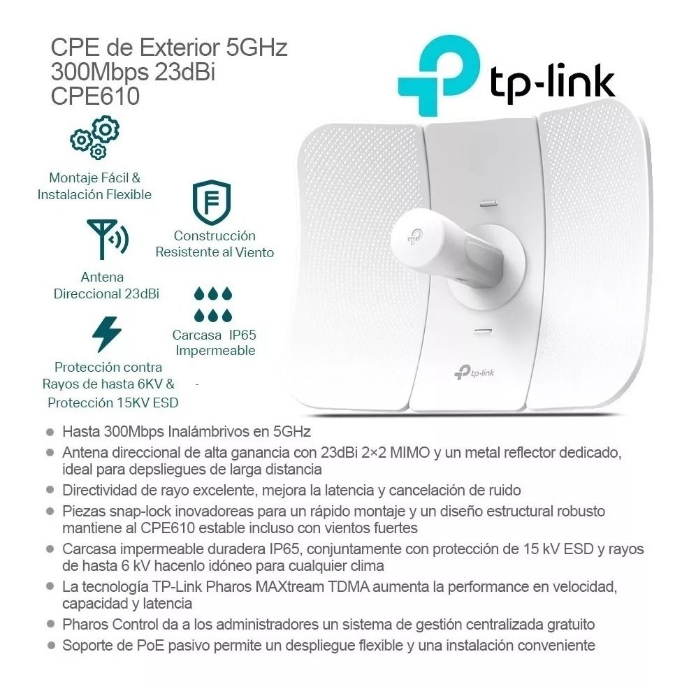 Antena Cpe610 Exterior Wi-fi Tp-link 5ghz 300mbps