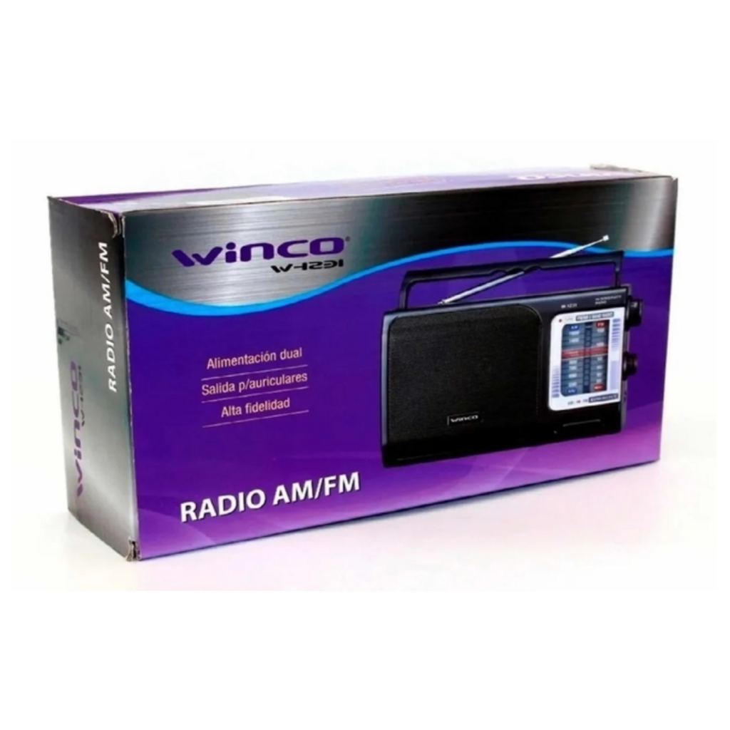 Radio Portatil Am Fm A Pilas Y Electrica Winco W-1231 Manija