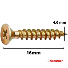 500 Parafusos Rosca Soberba Chipboard Cabeça Chata 4,0 x 16mm