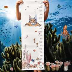 Medidor infantil tela ¨Gato en el mar Child Growth¨