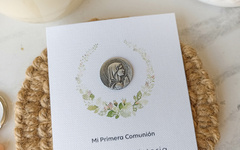 Estampita medalla Francesca Victoria - Virgen Niña