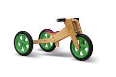 Triciclo que se convierte en bicicleta de aprendizaje - RUEDAS MACIZAS VERDES
