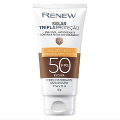 Protetor Solar Renew Anti-idade Ultra Matte Com Cor Escura FPS 50 Avon