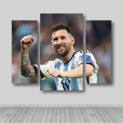 Cuadro Triptico Irregular Argentina Campeón Mundial 2022, Messi