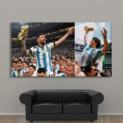 Cuadro Rectangular Argentina Campeón del Mundo 2022, Messi- Maradona copas