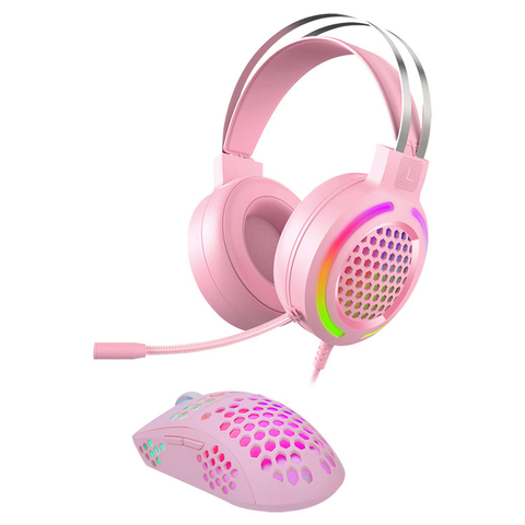 Auricular NOGA GAMER + MOUSE ROSA ST-4201