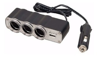 Cargador 12V Auto x 3 enchufes 12V + 1 USB WF-0120