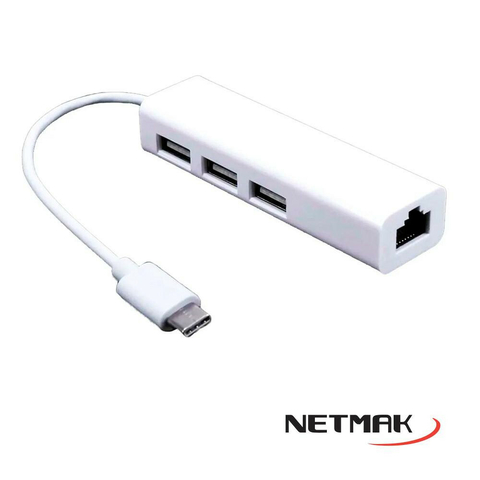 Adaptador USB TIPO C a Red lan Netmak NM-TC40