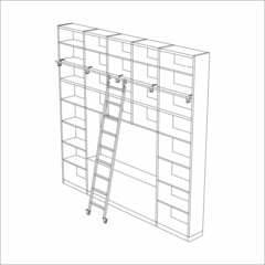 Escalera para biblioteca con ruedas y escalones de hierro