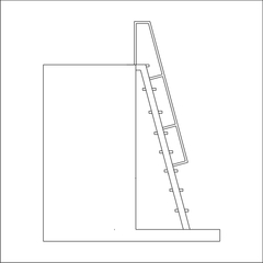 Escalera para altillo o entrepiso mediana con baranda y escalones de madera - Veilot