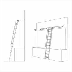 Escalera para biblioteca con ganchos, barandas y ruedas - comprar online