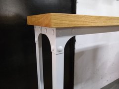 Mesa De Arrime Recibidor Industrial Blanco Y Madera Paraiso - comprar online