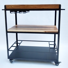 Carro bar industrial hierro y madera - comprar online