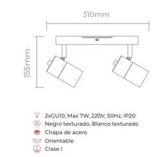 Liston cach x 2 7w GU10 LED - comprar online