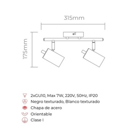 Liston blanco x2 GU10 bl - comprar online