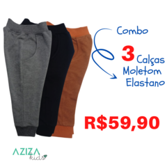 <PROMOÇÃO COMBO>3 Calças de Moletom com Elastano