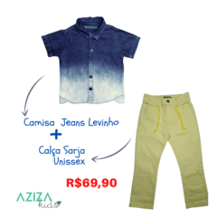 <PROMOÇÃO COMBO> Camisa Jeans + Calca Cropped Collor Amarela