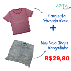 <PROMOÇÃO COMBO>Mini Saia + Camiseta Stonada