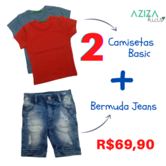 <PROMOÇÃO COMBO>Bermuda Jeans + 2 Camisetas Basic