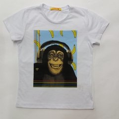 Camiseta Degote Careca Branca Macaco Pop - comprar online