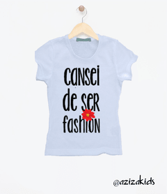 Camiseta Degote Careca Branca Cansei de ser Fashion