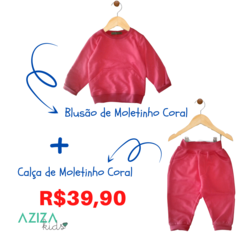 <PROMOÇÃO COMBO>Blusão Moletinho Coral + Calça de Moletinho Coral