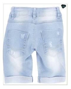 Bermuda Jeans Bolso Faca Destroyed - Aziza Kids