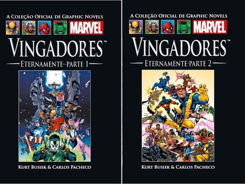 Coleção Oficial de Graphic Novels Marvel 14 e 15: Vingadores Eternamente Vol. 1 e 2, de Kurt Busiek e Carlos Pacheco na internet