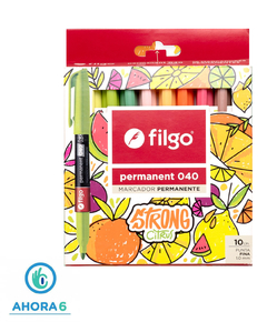 Set marcadores permanentes Filgo Strong Citrus x 10 colores