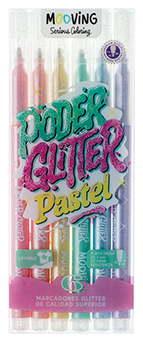 Marcadores Glitter Pastel x 6 Mooving (3021606)