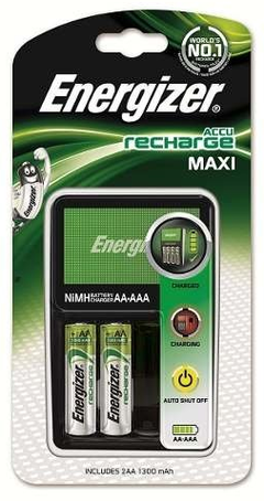Cargador Energizer Maxi + 2 Pilas AA (sirve para AAA y AA)