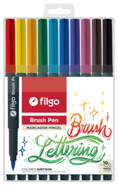 Marcadores Filgo Brush Pen  x 10 (punta pincel)