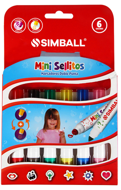 Marcadores Simball Mini Sellitos x 6 (doble punta)