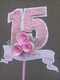 Topper Cake 15 Años Rosas - comprar online