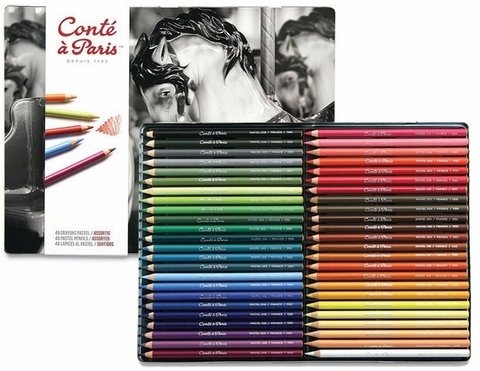 Lápis de Cor Pastel Seco Conté à Paris Estojo 48 cores