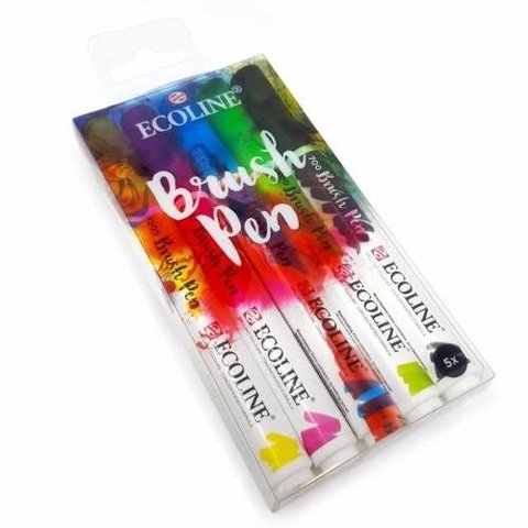 Caneta Marcador Artístico Talens Ecoline Brush Pen - Kit 5 C
